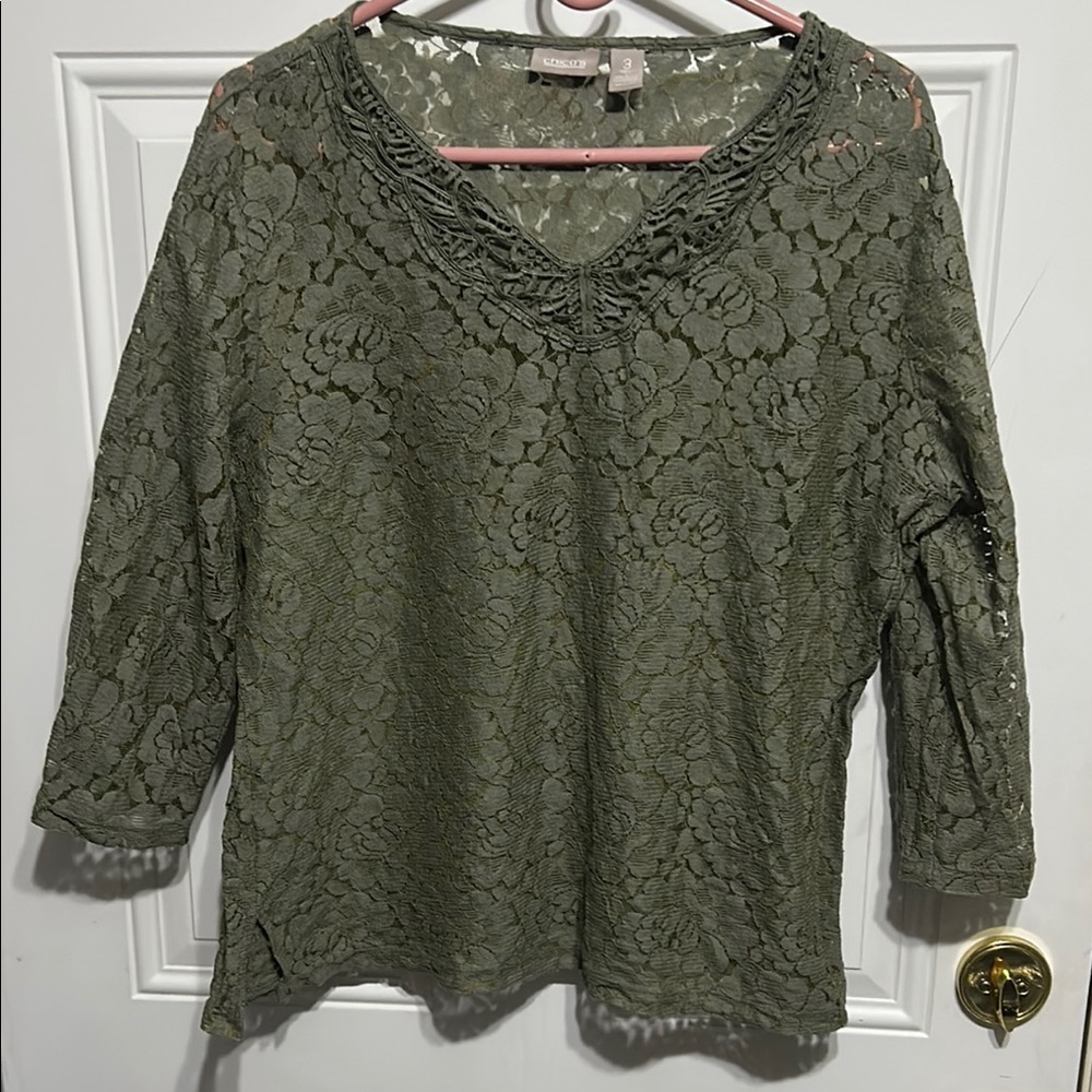 Chico's Green Lace Women's Top